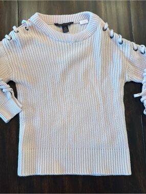 Girls Trendy Pink Knit Lace-Up Shoulder Sweater Size 4